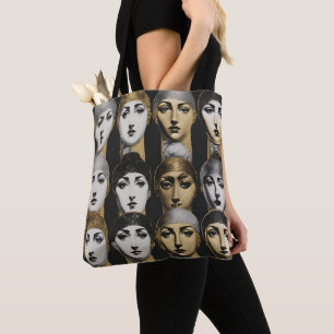 Tote As mulheres enfrentam o Bolsa branco preto Dourado