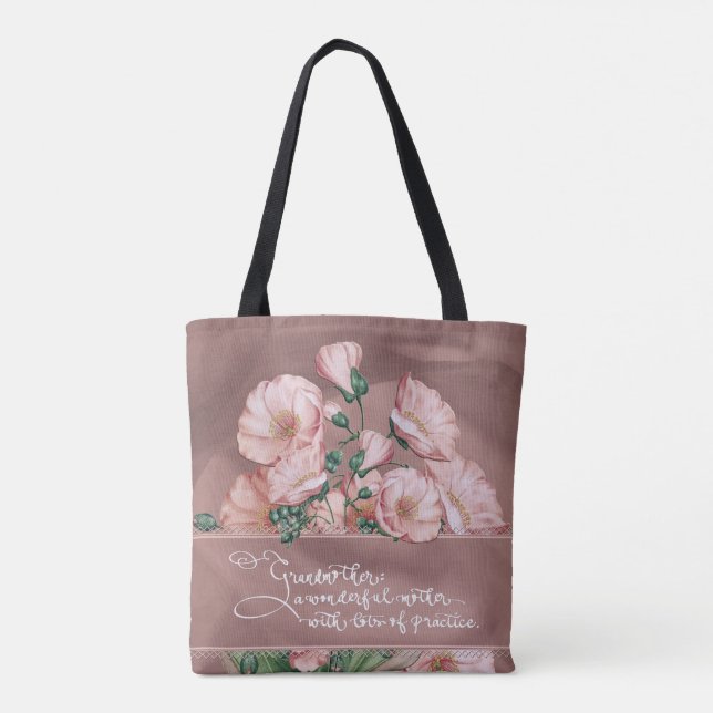 Tote Avó Floral V Shoulder Bolsa com Cotação (Verso)