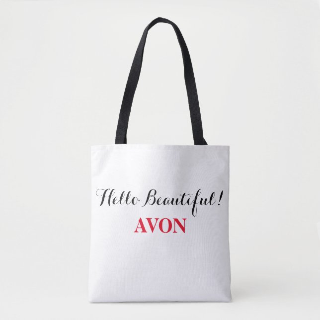 Tote Avon "Hello Beautiful" Bolsa com Alças Pretas (Frente)