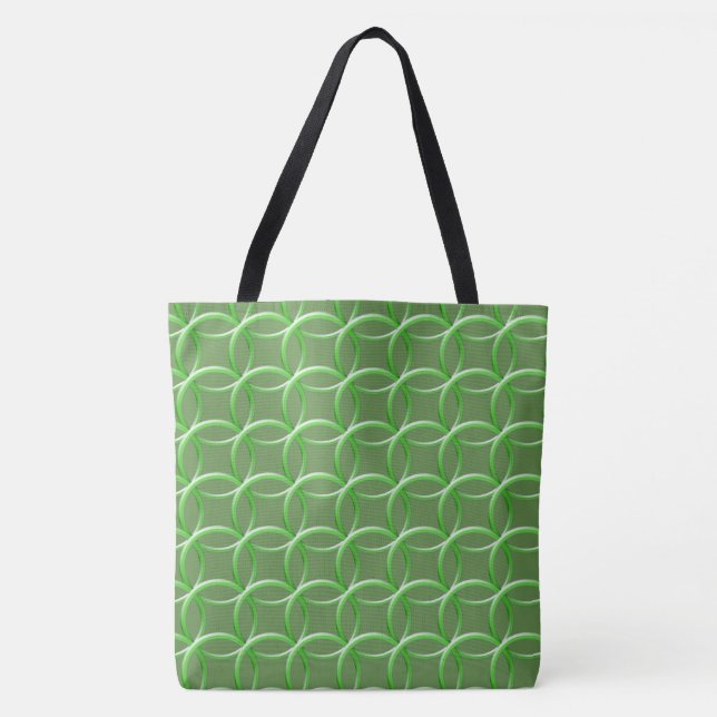 Tote Bag (ao) - Anéis Verdes Caleidoscópio (Frente)