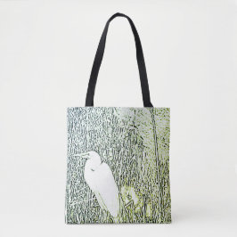 Tote Bag (ao) - Egret em gramínea alta