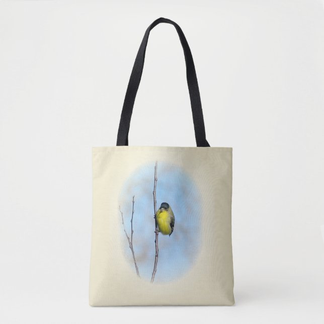 Tote Bag (ao) - Finch Amarelo na Ramificação (Frente)