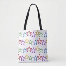 Tote Bag (ao) - Linhas de Estrelas Coloridas