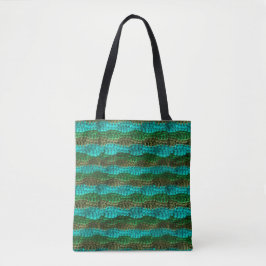 Tote Bag (ao) - Linhas de ondulação verde