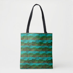 Tote Bag (ao) - Linhas de ondulação verde
