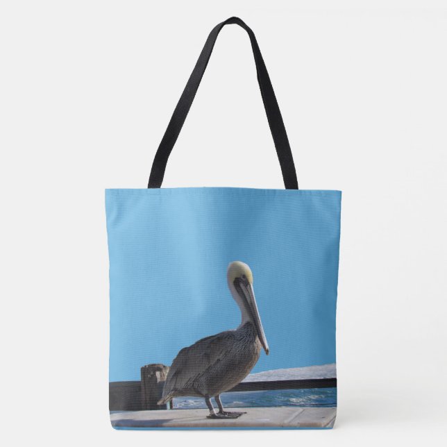Tote Bag (ao) - Pelicano no Sol (Frente)