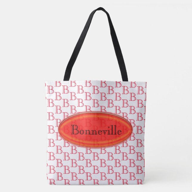 Tote Bag (ao) - Red Nameplate e Initial (Frente)