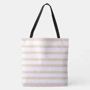 Tote Bag Beige & White Stripe