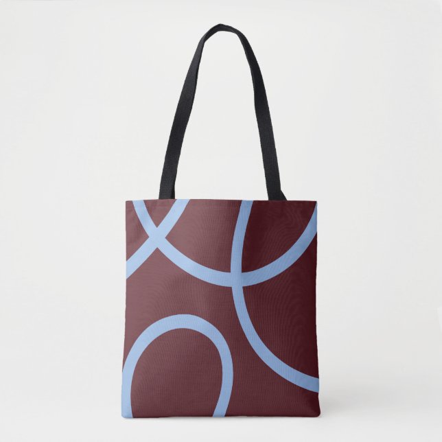 Tote Bag – Blue Lines on Burgundy (Frente)