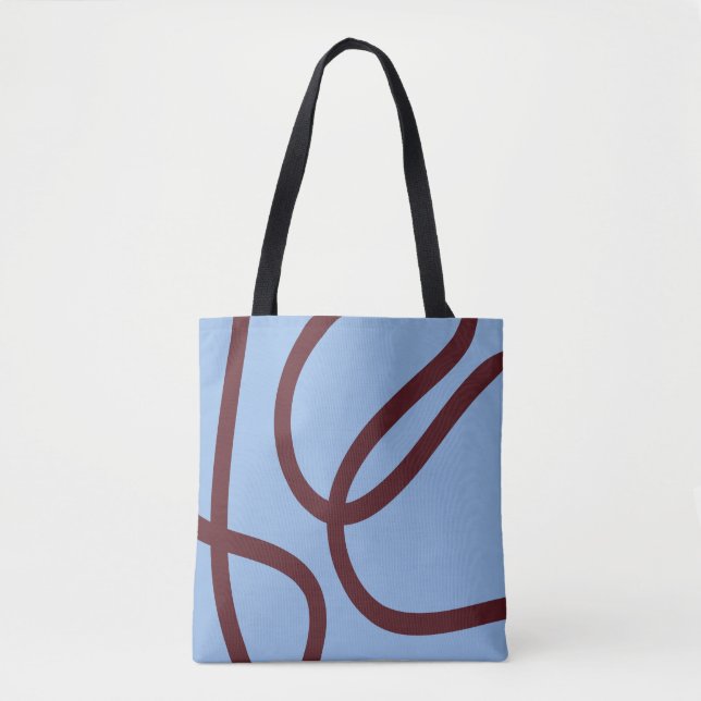 Tote Bag – Burgundy Lines on Blue (Frente)
