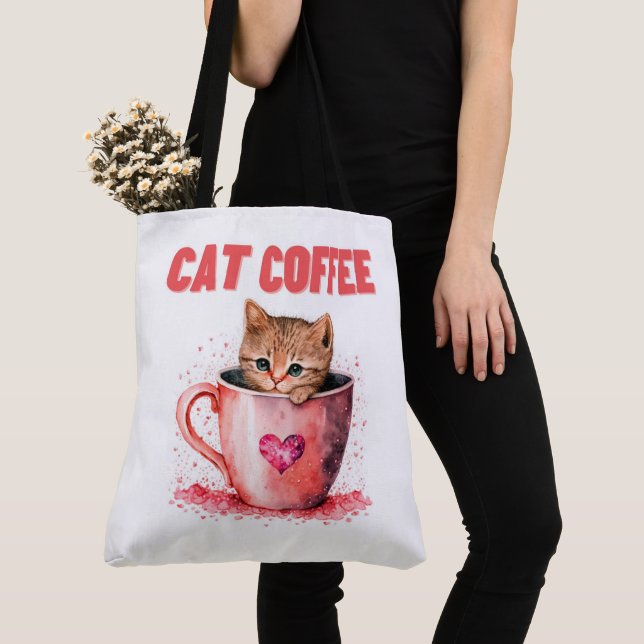 Tote Bag Cat Caffee (Close Up)
