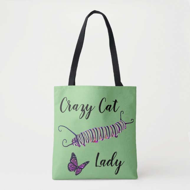 Tote Bag Cat Lady Green Fundo (Frente)