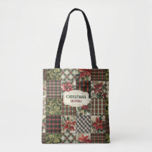 Tote Bag Christmas Vintage Patchwork