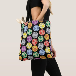 Tote Bag Colorida de Padrão de Futebol