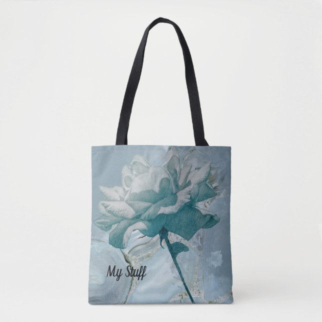 Tote Bag com Abstrato Rosa Turquoise (Frente)