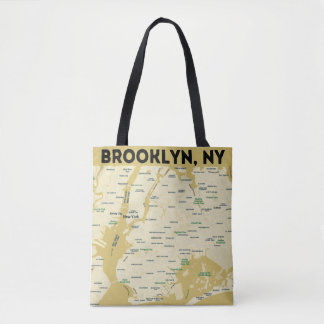 Tote Bag com Mapa do Brooklyn, NY