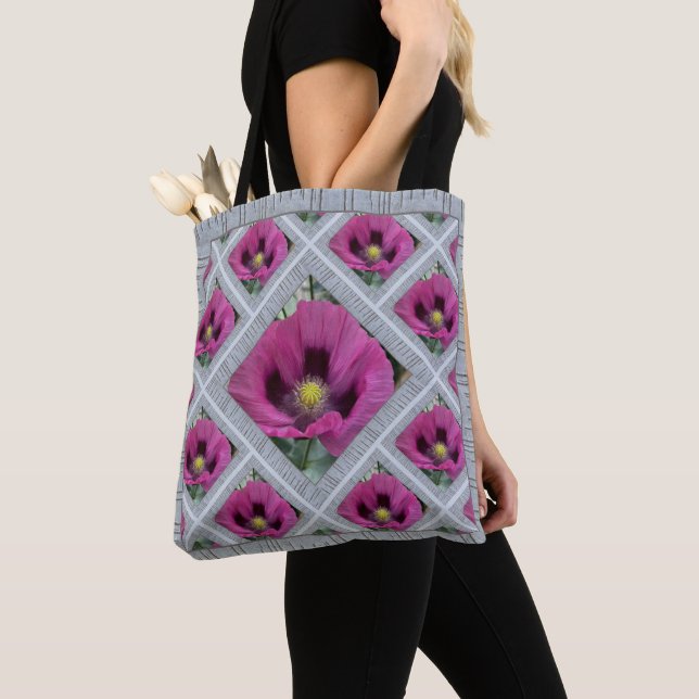 Tote Bag com Poppies Roxos (Close Up)