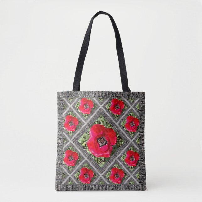 Tote Bag com Poppies Vermelhos Vibrantes (Frente)
