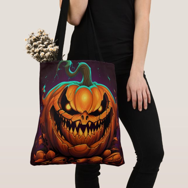 Tote Bag Crazy Pumpkin Capers (Close Up)