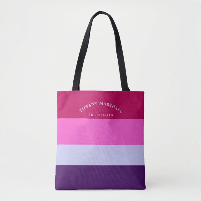 Tote Bag de Bridemaid, Padrão de Stripes Rosa e Ro (Frente)