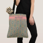 Tote Bag de Padrão Azul de Peacock Moderno<br><div class="desc">Na moda e azul-pavão moderno com cor amarela mostarda tote saco que pode ser personalizado.</div>