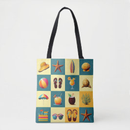 Tote Bag de Padrão de Objetos de Praia