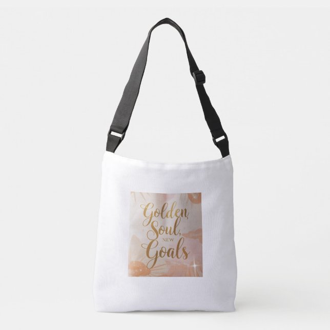 Tote Bag Design – “Golden Soul, New Goals.” – Gold (Frente)