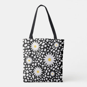 Tote Bag Floral Black and White