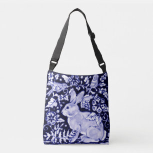 Tote Bag Floral Designer de Pássaros do Coelho Az