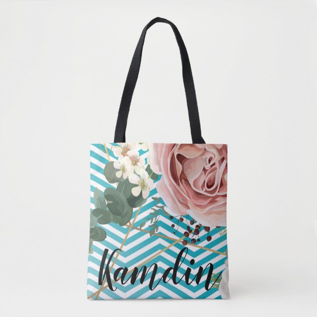 Tote Bag Geométrico Rosa Chevron Te (Frente)