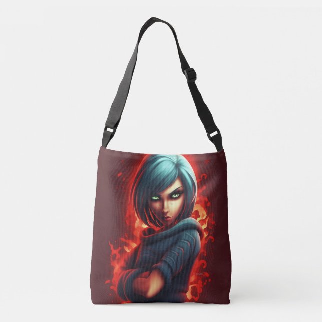 Tote Bag girl blue hair (Verso)