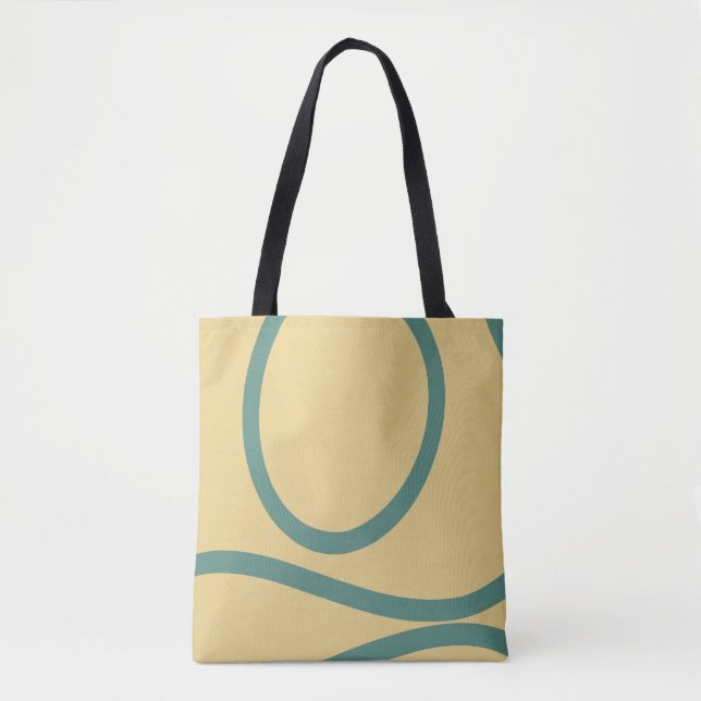Tote Bag – Green Lines on Yellow (Frente)