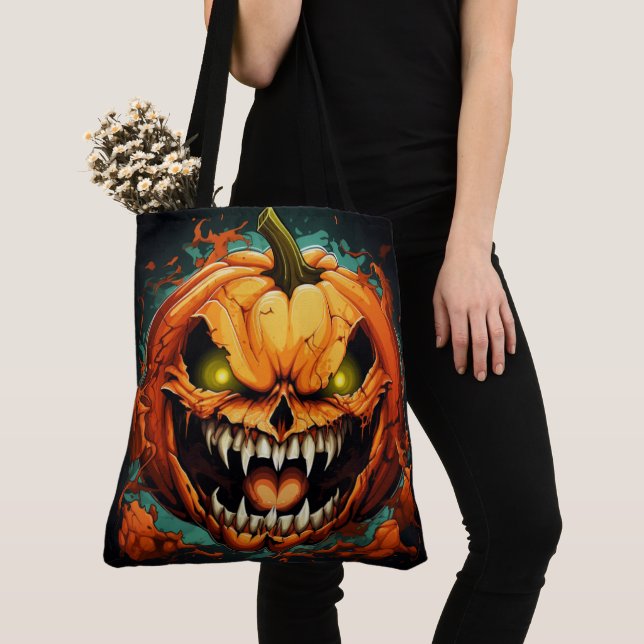 Tote Bag Invasion of the Furious Pumpkins (Close Up)