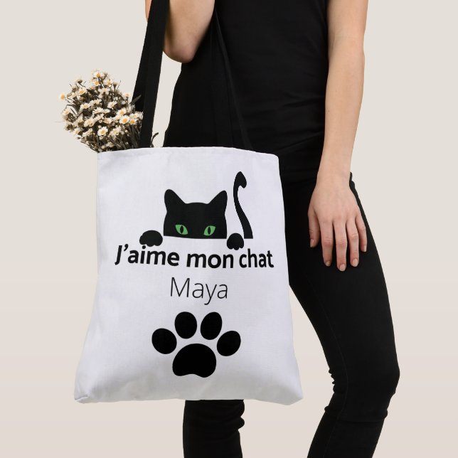 Tote Bag J'aime mon chat Maya (Close Up)