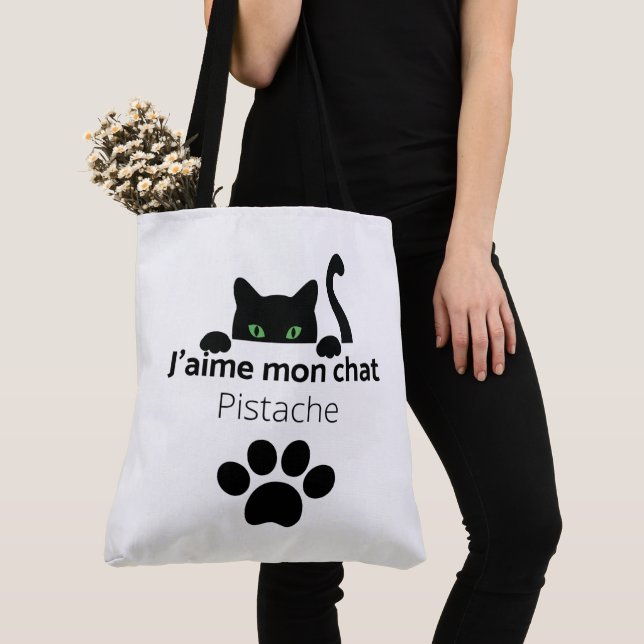 Tote Bag J'aime mon chat Pistache (Close Up)