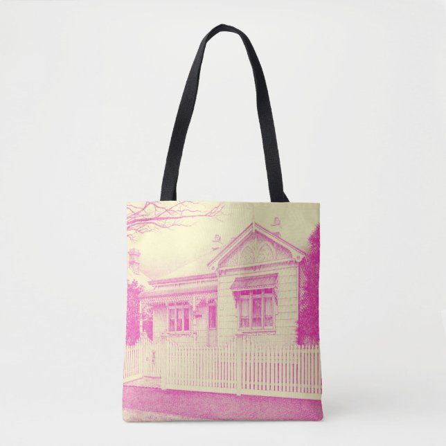 Tote Bag - 'Kensington House' (Rosa/Creme) (Frente)