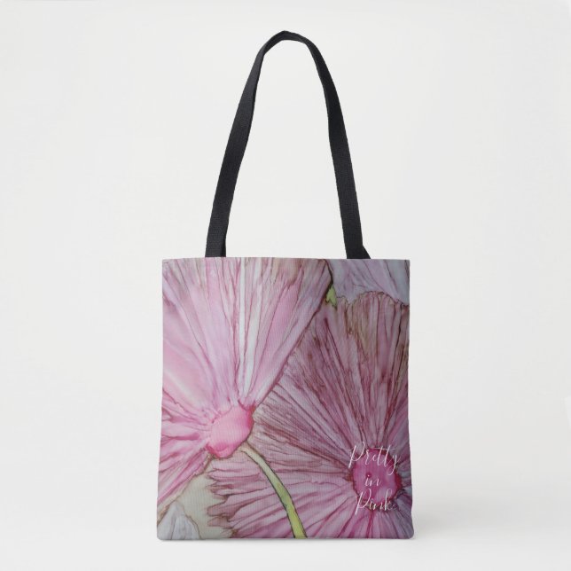 Tote Bag, Média "Flores Rosa Bonito" (Frente)