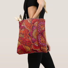 Tote bag motif mehndi mandala orange