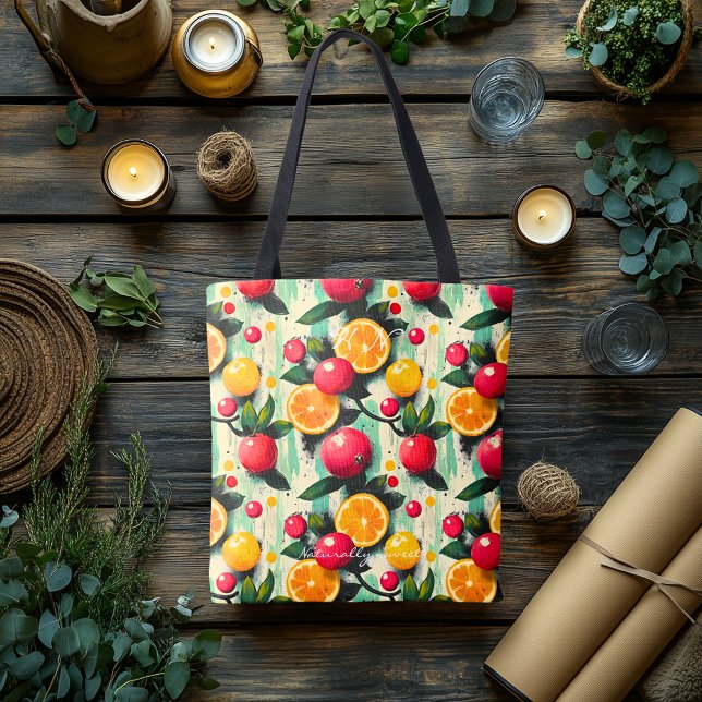 Tote Bag (Padrão de Fruta) vibrante - Naturalmente (Criador carregado)