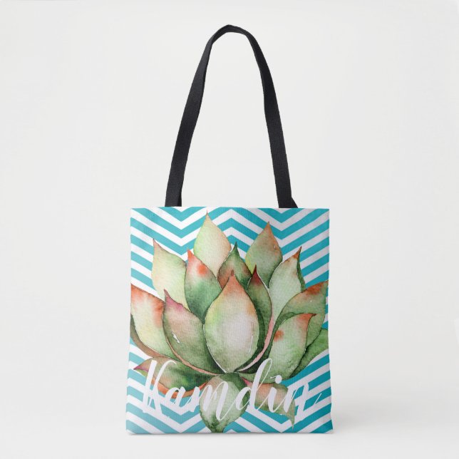 Tote Bag Personalizada Boho Cactos Cactus Succult (Frente)