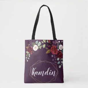 Tote Bag Personalizada Plum Purple Rosa Dourado Ge