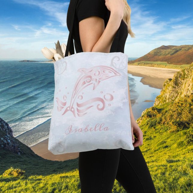 Tote Bag Personalizado de Golfinho Rosa (Pink Dolphin Personalized Tote Bag)