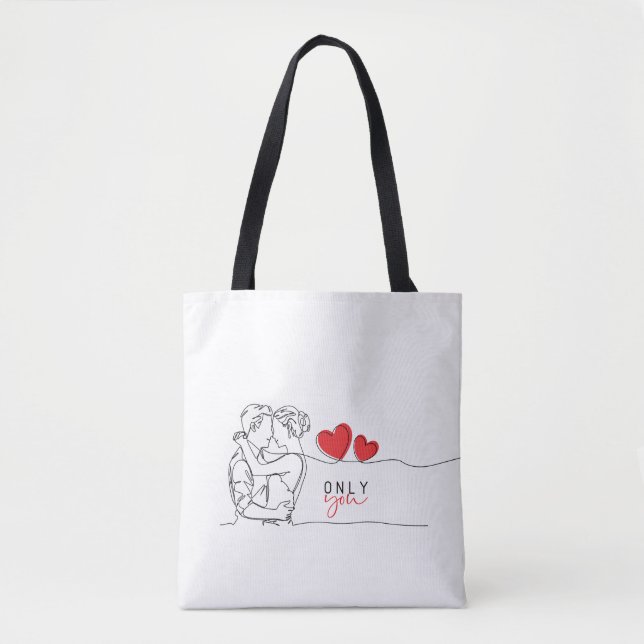 Tote Bag Saint-Valentin - Design art linéaire (Frente)