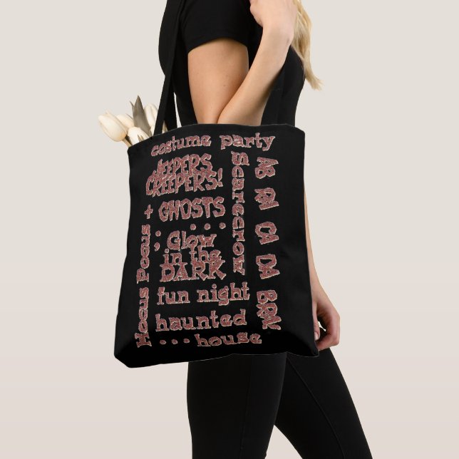 Tote Bag Shopping Bag Halloween Trick Trek Black (Close Up)