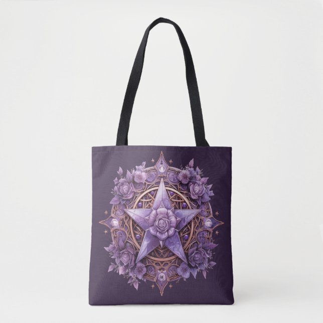 Tote Bag (Tote Bag) - Design de Pentágono roxo (Frente)