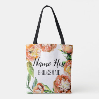 Tote Bag Tote Floral da Bridesmaid Personalizada