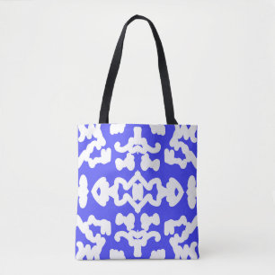 Tote Bag, um elegante design azul e branco sem sol