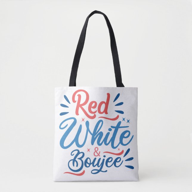 Tote Bag - Vermelho, Branco e Boujee. (Frente)