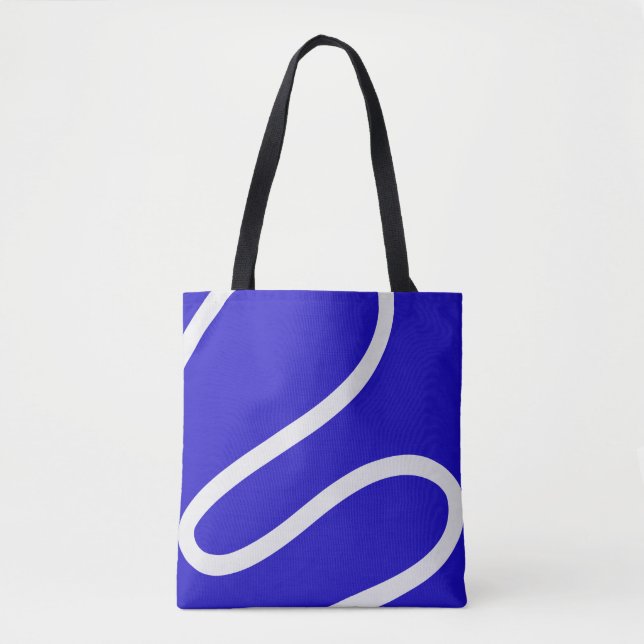 Tote Bag – White Lines on Blue (Frente)
