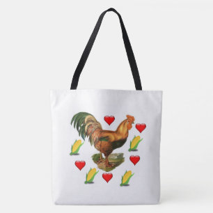 Tote Bag White Rooster Corn